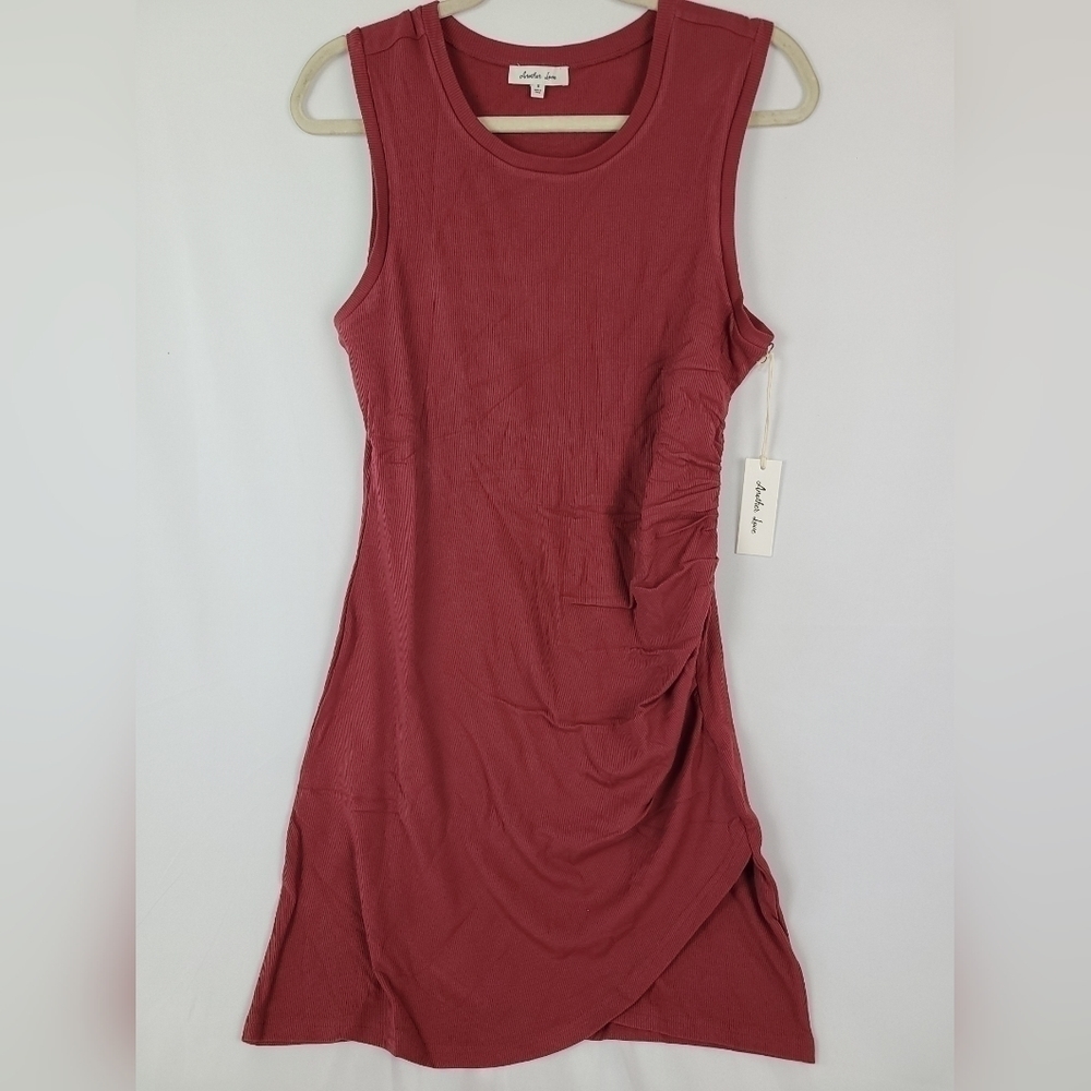 NEW Another Love Women's Yulia Side Ruched Dress Vino Pink Sz L MSRP $65